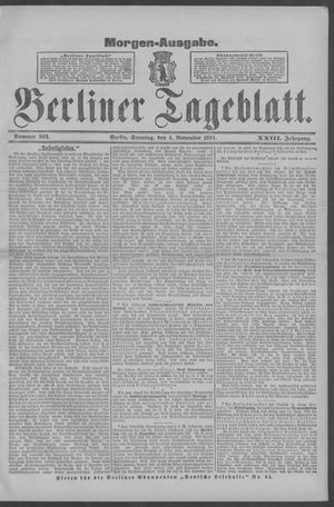 Berliner Tageblatt und Handels-Zeitung on Nov 4, 1894