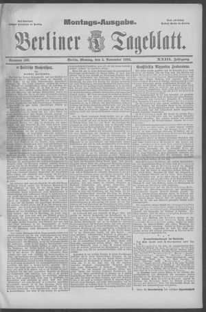 Berliner Tageblatt und Handels-Zeitung vom 05.11.1894