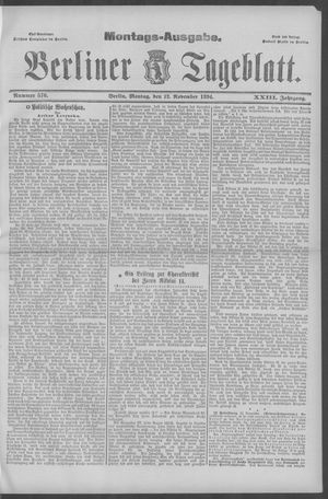 Berliner Tageblatt und Handels-Zeitung vom 12.11.1894