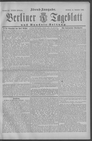 Berliner Tageblatt und Handels-Zeitung vom 14.11.1894