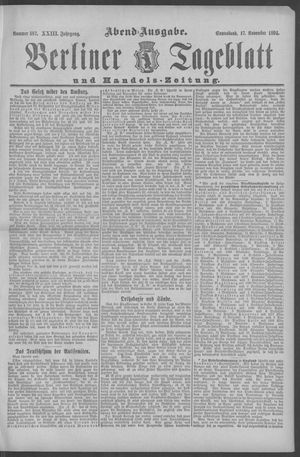 Berliner Tageblatt und Handels-Zeitung vom 17.11.1894
