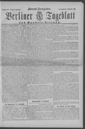 Berliner Tageblatt und Handels-Zeitung on Nov 22, 1894