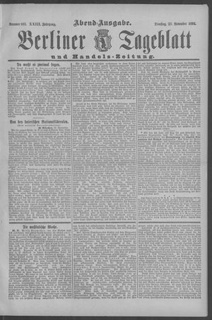 Berliner Tageblatt und Handels-Zeitung vom 27.11.1894