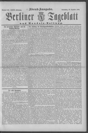 Berliner Tageblatt und Handels-Zeitung vom 20.12.1894