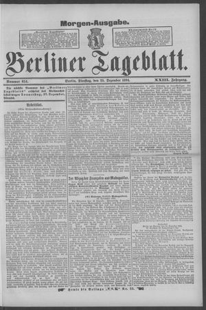 Berliner Tageblatt und Handels-Zeitung vom 25.12.1894