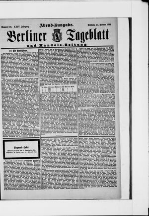 Berliner Tageblatt und Handels-Zeitung vom 27.02.1895