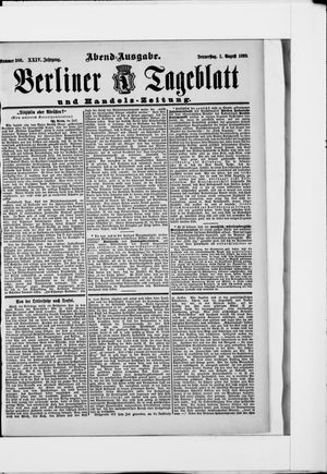 Berliner Tageblatt und Handels-Zeitung vom 01.08.1895
