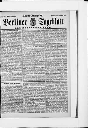 Berliner Tageblatt und Handels-Zeitung on Sep 25, 1895