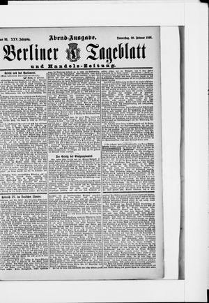 Berliner Tageblatt und Handels-Zeitung on Feb 20, 1896