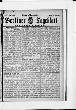 Berliner Tageblatt und Handels-Zeitung on Apr 27, 1896