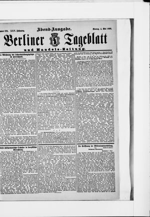 Berliner Tageblatt und Handels-Zeitung on May 4, 1896