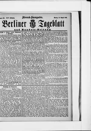 Berliner Tageblatt und Handels-Zeitung vom 10.08.1896