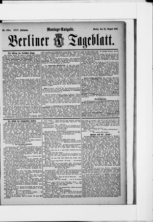 Berliner Tageblatt und Handels-Zeitung on Aug 24, 1896