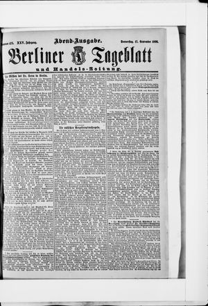 Berliner Tageblatt und Handels-Zeitung on Sep 17, 1896