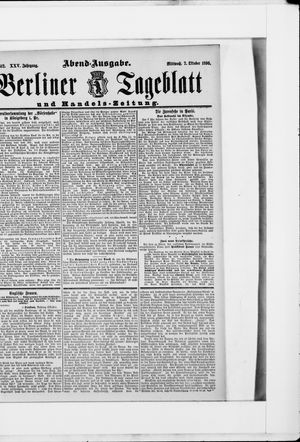 Berliner Tageblatt und Handels-Zeitung on Oct 7, 1896