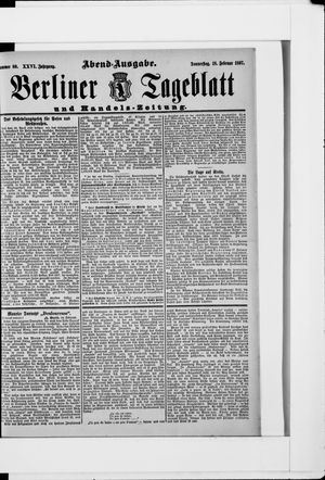 Berliner Tageblatt und Handels-Zeitung vom 18.02.1897