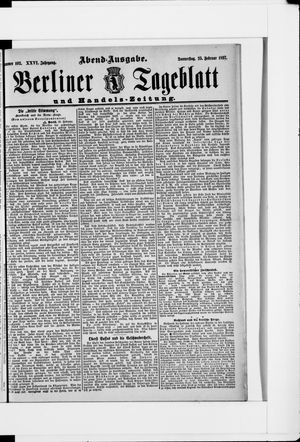 Berliner Tageblatt und Handels-Zeitung vom 25.02.1897