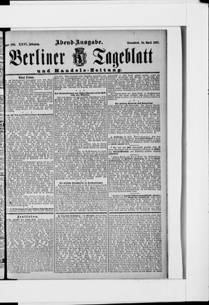 Berliner Tageblatt und Handels-Zeitung vom 24.04.1897