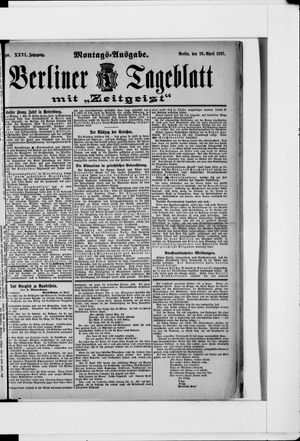 Berliner Tageblatt und Handels-Zeitung vom 26.04.1897