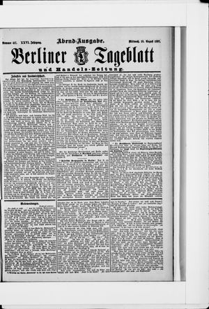 Berliner Tageblatt und Handels-Zeitung vom 18.08.1897