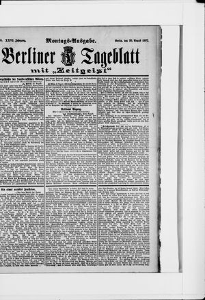 Berliner Tageblatt und Handels-Zeitung on Aug 30, 1897
