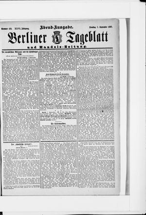Berliner Tageblatt und Handels-Zeitung on Sep 7, 1897