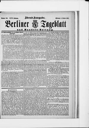Berliner Tageblatt und Handels-Zeitung on Oct 6, 1897