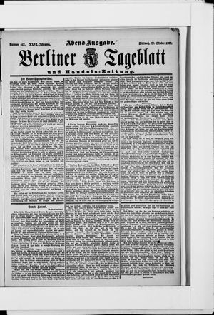 Berliner Tageblatt und Handels-Zeitung vom 27.10.1897