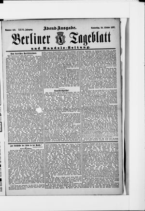 Berliner Tageblatt und Handels-Zeitung vom 28.10.1897