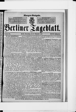Berliner Tageblatt und Handels-Zeitung vom 11.11.1897