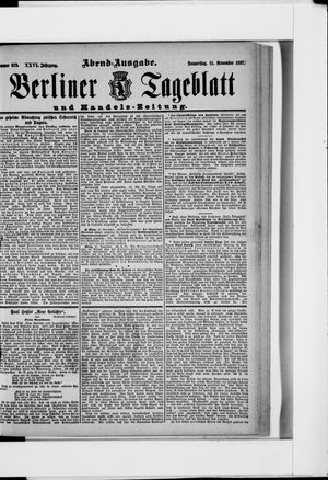 Berliner Tageblatt und Handels-Zeitung vom 11.11.1897