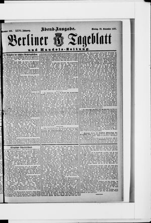 Berliner Tageblatt und Handels-Zeitung on Nov 22, 1897