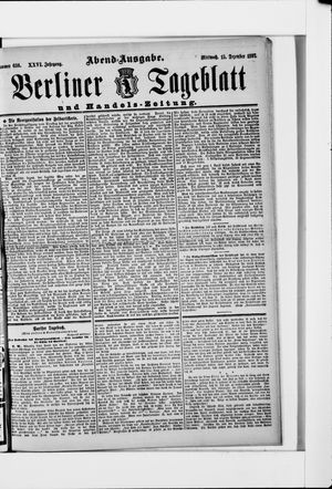 Berliner Tageblatt und Handels-Zeitung on Dec 15, 1897