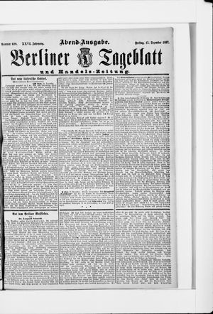 Berliner Tageblatt und Handels-Zeitung on Dec 17, 1897
