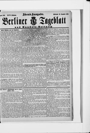 Berliner Tageblatt und Handels-Zeitung vom 22.12.1897