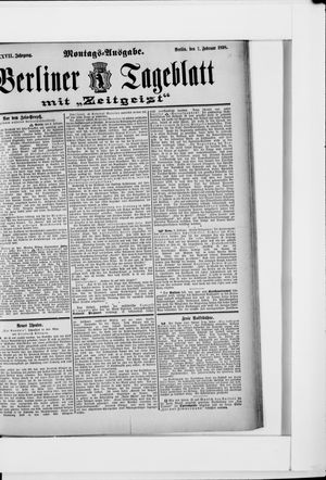 Berliner Tageblatt und Handels-Zeitung vom 07.02.1898
