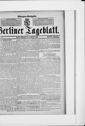Berliner Tageblatt und Handels-Zeitung on Feb 9, 1898