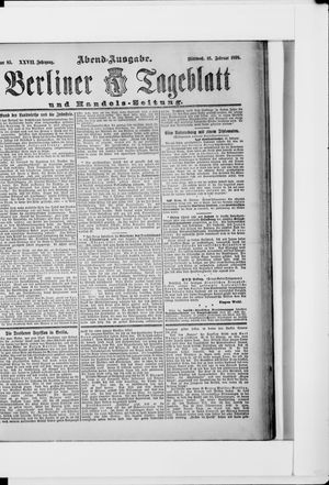 Berliner Tageblatt und Handels-Zeitung vom 16.02.1898