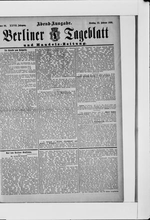 Berliner Tageblatt und Handels-Zeitung vom 22.02.1898