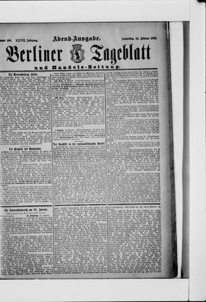 Berliner Tageblatt und Handels-Zeitung vom 24.02.1898