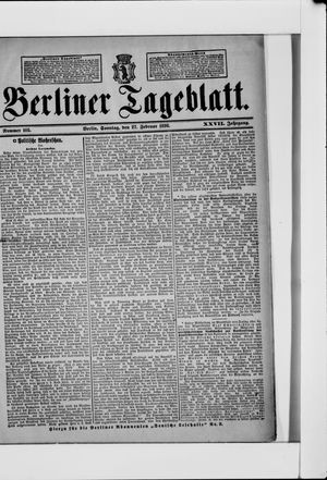 Berliner Tageblatt und Handels-Zeitung vom 27.02.1898
