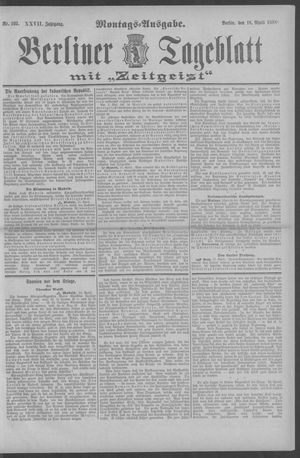 Berliner Tageblatt und Handels-Zeitung vom 18.04.1898