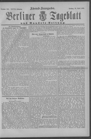 Berliner Tageblatt und Handels-Zeitung vom 26.04.1898