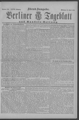 Berliner Tageblatt und Handels-Zeitung vom 27.04.1898
