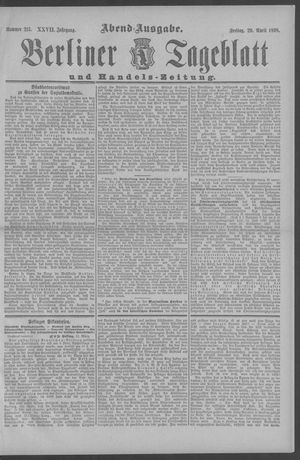 Berliner Tageblatt und Handels-Zeitung vom 29.04.1898