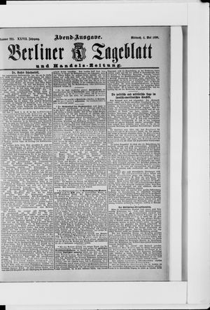 Berliner Tageblatt und Handels-Zeitung vom 04.05.1898