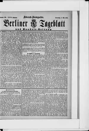 Berliner Tageblatt und Handels-Zeitung on May 5, 1898