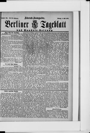 Berliner Tageblatt und Handels-Zeitung on May 9, 1898