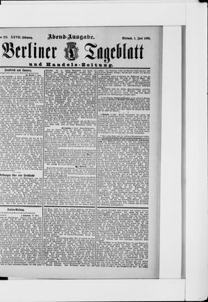 Berliner Tageblatt und Handels-Zeitung on Jun 1, 1898