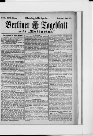 Berliner Tageblatt und Handels-Zeitung vom 01.08.1898